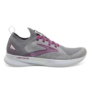 Brooks Levitate StealthFit 5 Road Running Shoes - Womens, White/Grey/Red | IE-KDV058231